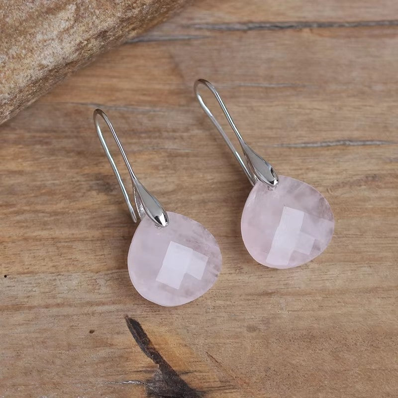 GIRAFFE Lightweight Gemstone Teardrop Dangling Earrings Crystal Jewelry Hypoallergenic Gold Plated Bezel Earrings for Women