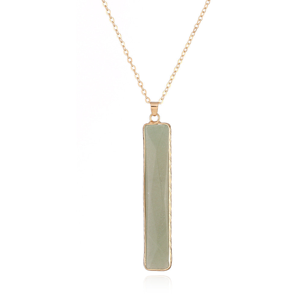 Green Aventurine Earrings Affirmation Gemstone Geometric Drop Earrings