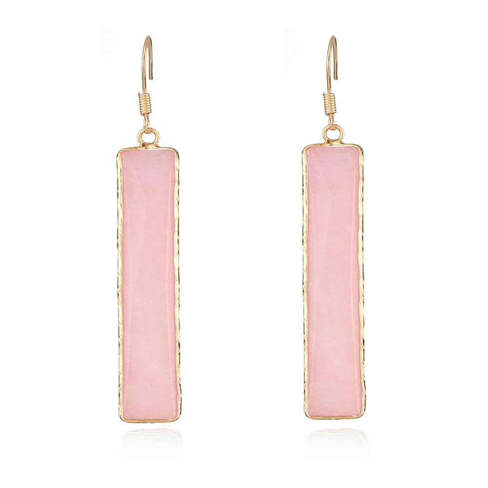 Green Aventurine Earrings Affirmation Gemstone Geometric Drop Earrings