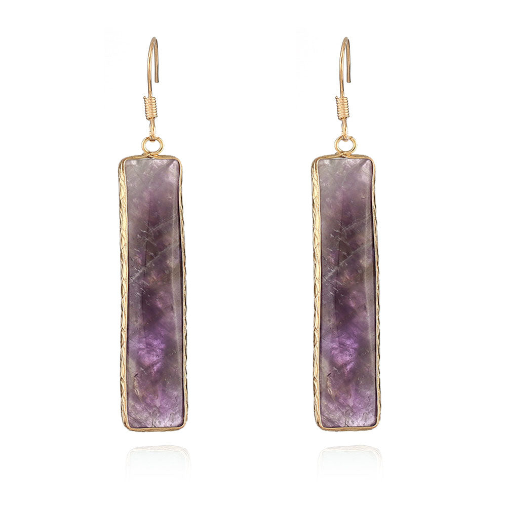 Green Aventurine Earrings Affirmation Gemstone Geometric Drop Earrings