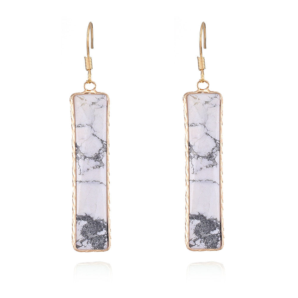 Green Aventurine Earrings Affirmation Gemstone Geometric Drop Earrings