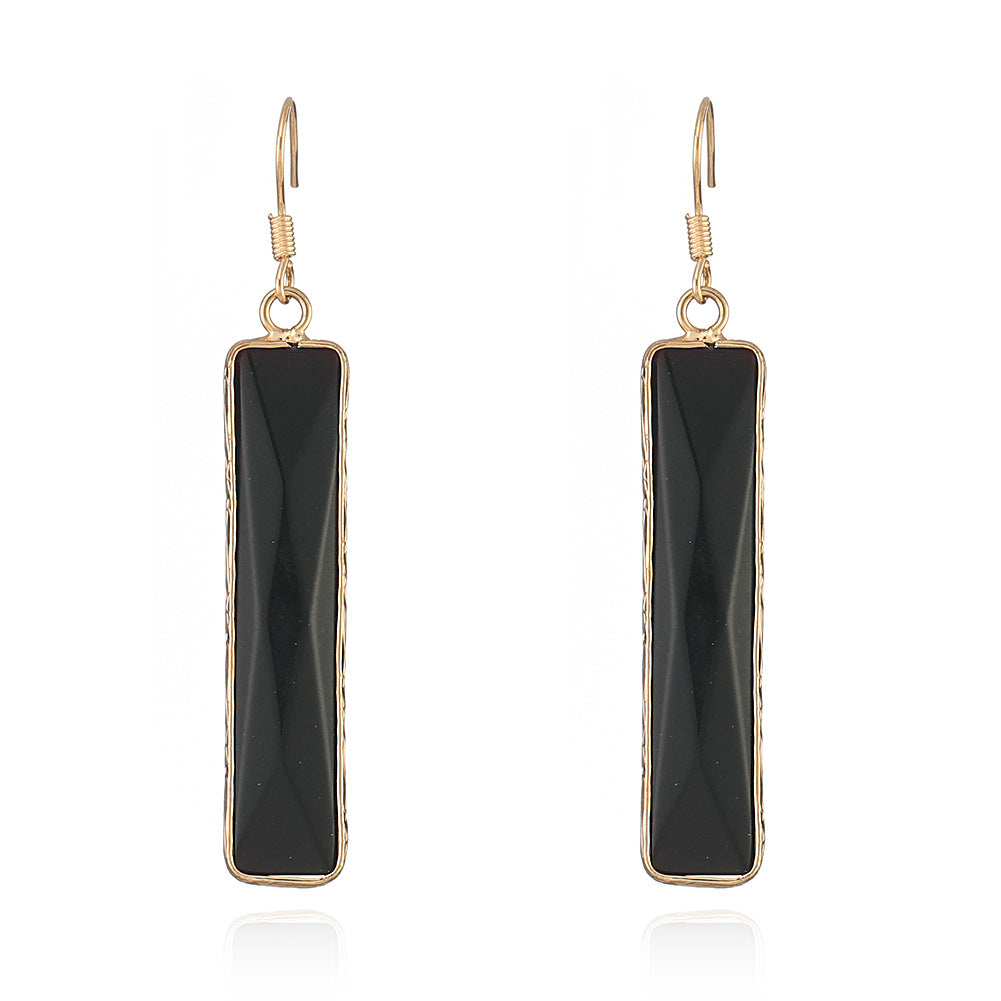 Green Aventurine Earrings Affirmation Gemstone Geometric Drop Earrings