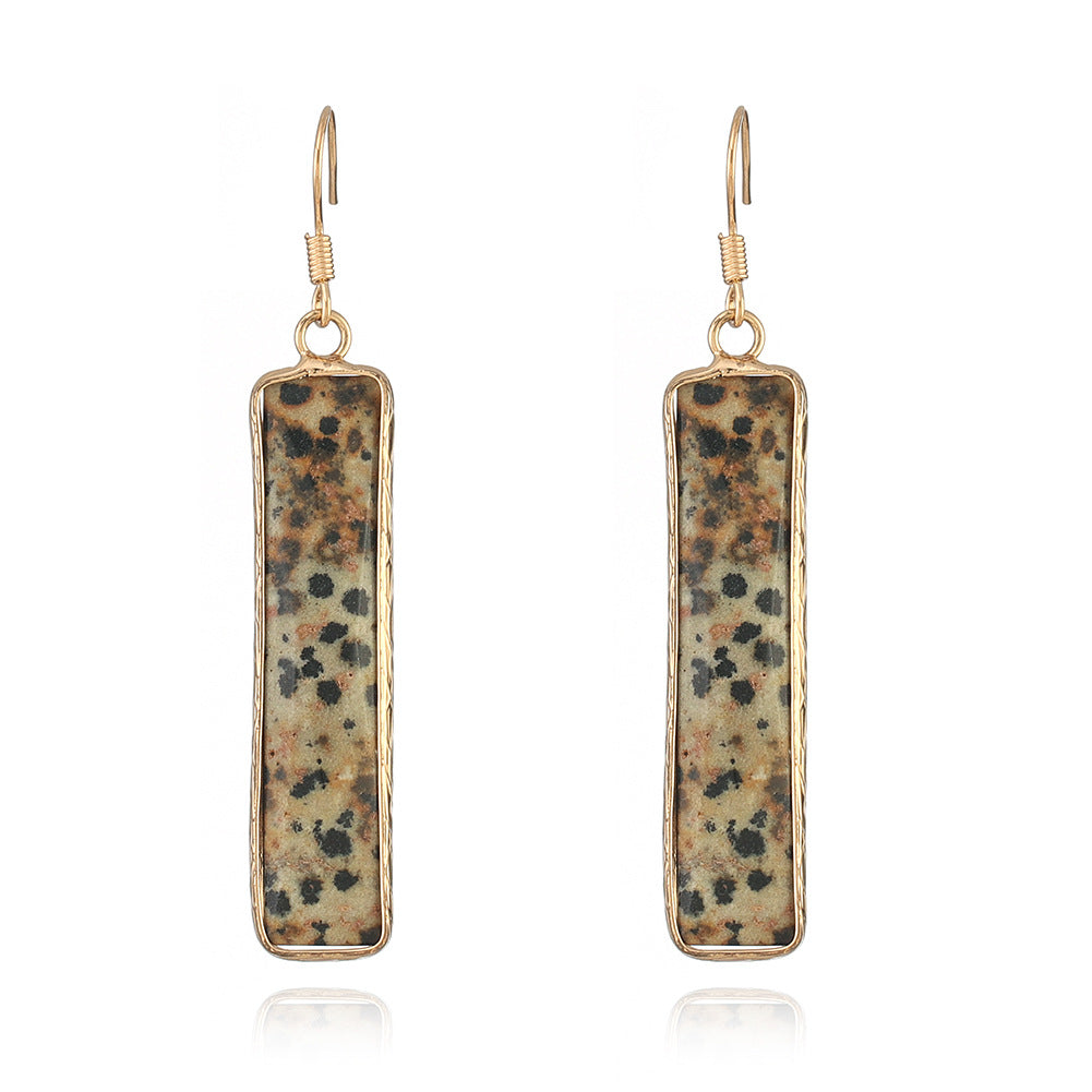 Green Aventurine Earrings Affirmation Gemstone Geometric Drop Earrings