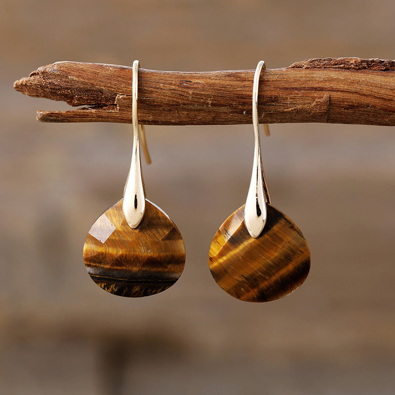 GIRAFFE Lightweight Gemstone Teardrop Dangling Earrings Crystal Jewelry Hypoallergenic Gold Plated Bezel Earrings for Women