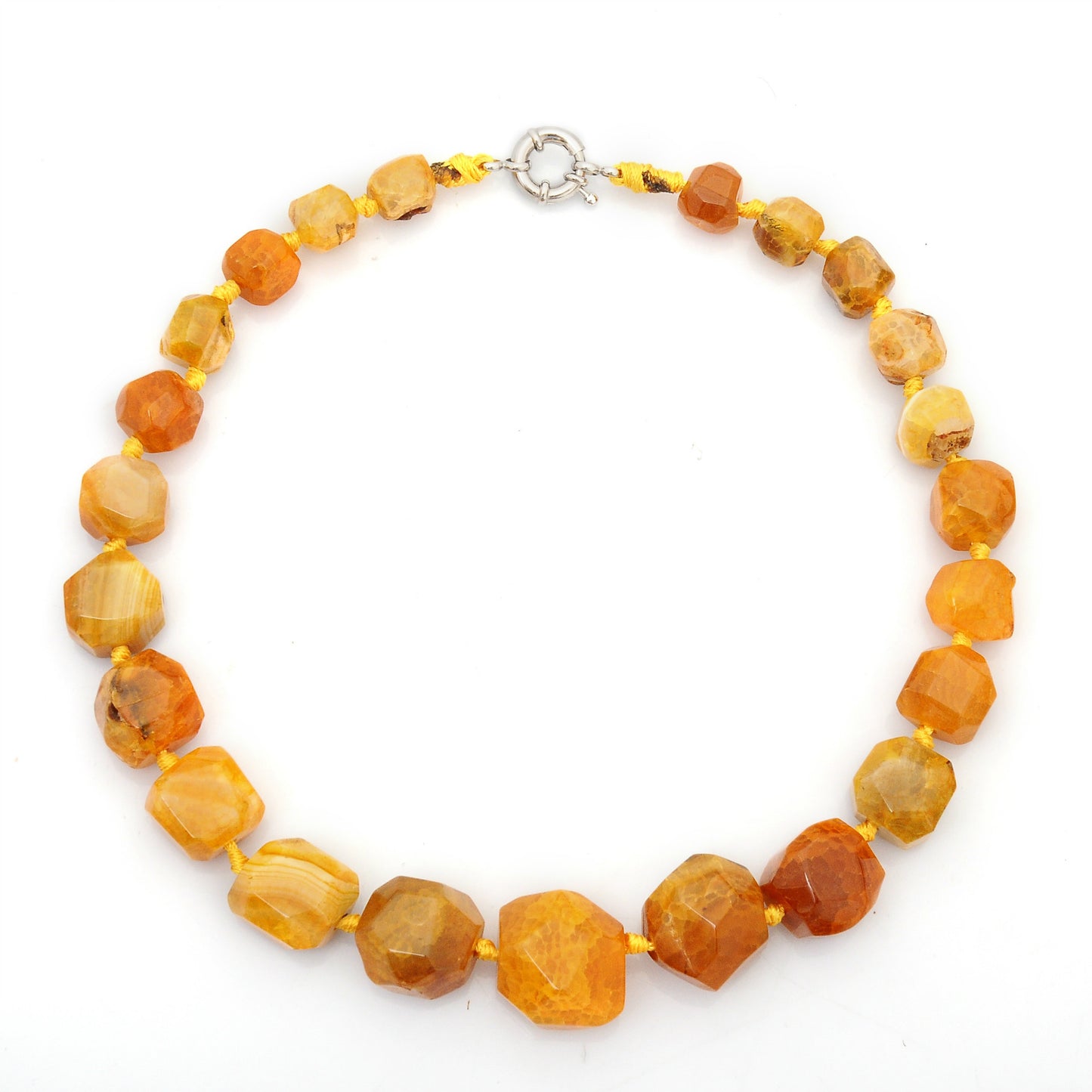 Women's Chunky Multi-Colour Faceted Natural Agate Gemstone Necklace