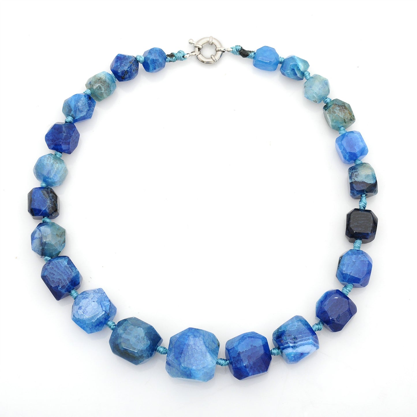 Women's Chunky Multi-Colour Faceted Natural Agate Gemstone Necklace