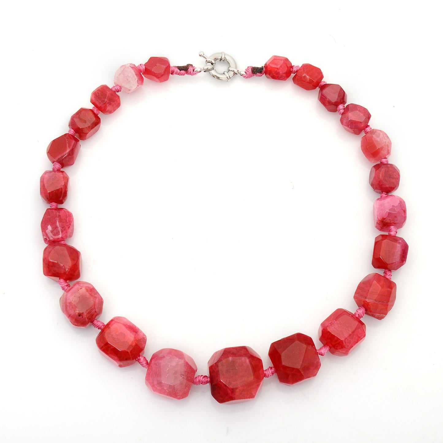 Women's Chunky Multi-Colour Faceted Natural Agate Gemstone Necklace
