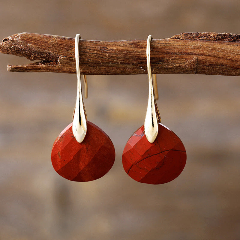 GIRAFFE Lightweight Gemstone Teardrop Dangling Earrings Crystal Jewelry Hypoallergenic Gold Plated Bezel Earrings for Women