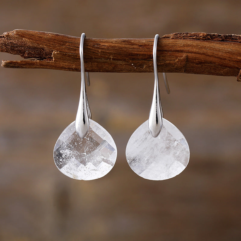 GIRAFFE Lightweight Gemstone Teardrop Dangling Earrings Crystal Jewelry Hypoallergenic Gold Plated Bezel Earrings for Women