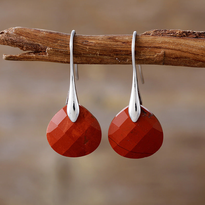 GIRAFFE Lightweight Gemstone Teardrop Dangling Earrings Crystal Jewelry Hypoallergenic Gold Plated Bezel Earrings for Women
