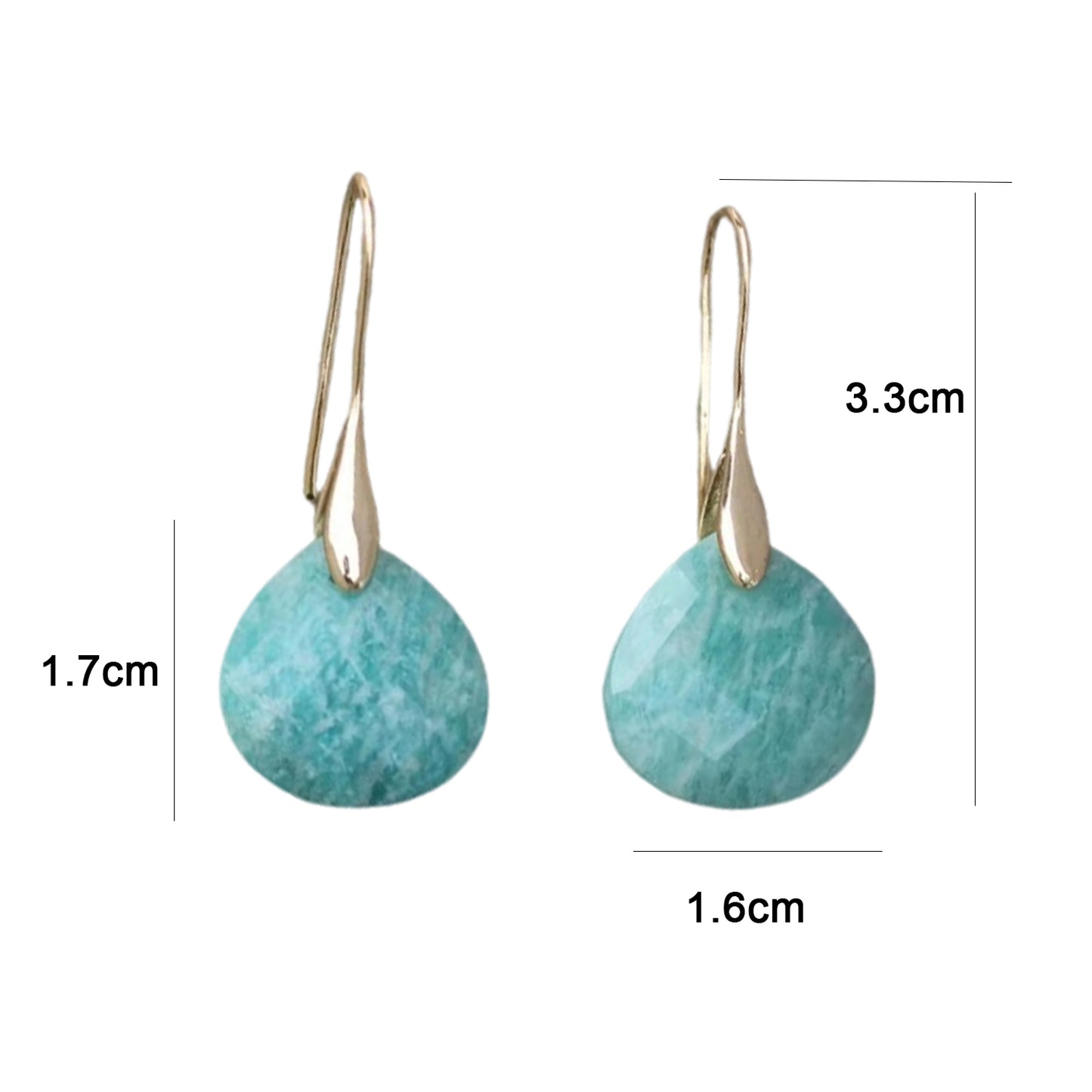 GIRAFFE Lightweight Gemstone Teardrop Dangling Earrings Crystal Jewelry Hypoallergenic Gold Plated Bezel Earrings for Women