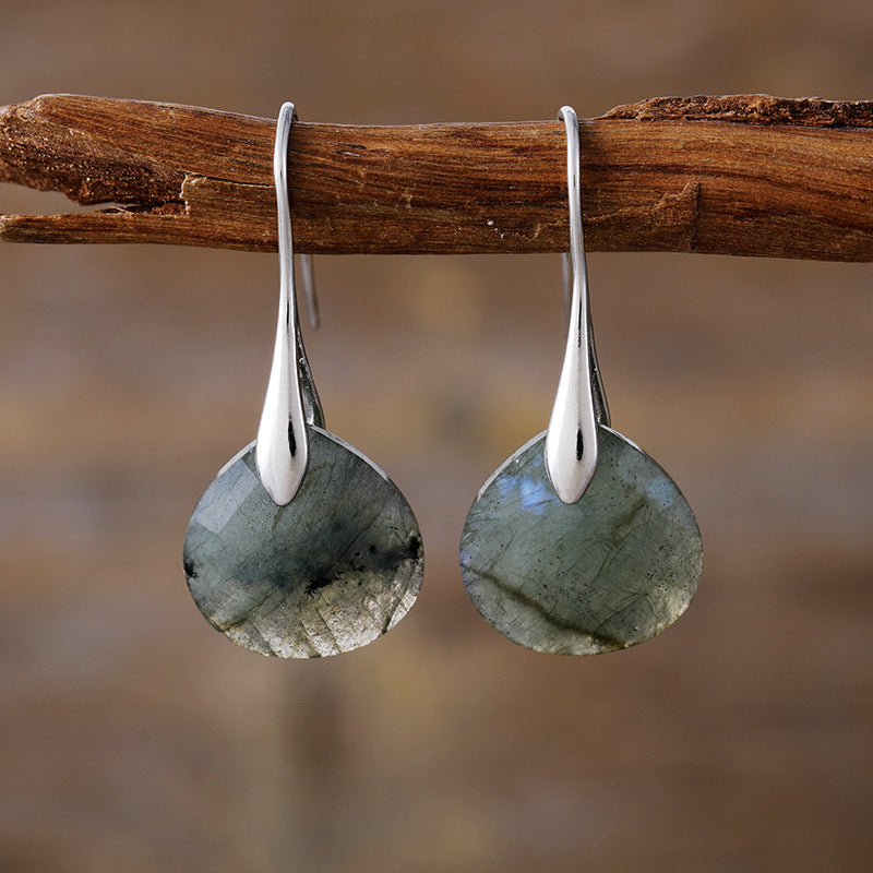 GIRAFFE Lightweight Gemstone Teardrop Dangling Earrings Crystal Jewelry Hypoallergenic Gold Plated Bezel Earrings for Women