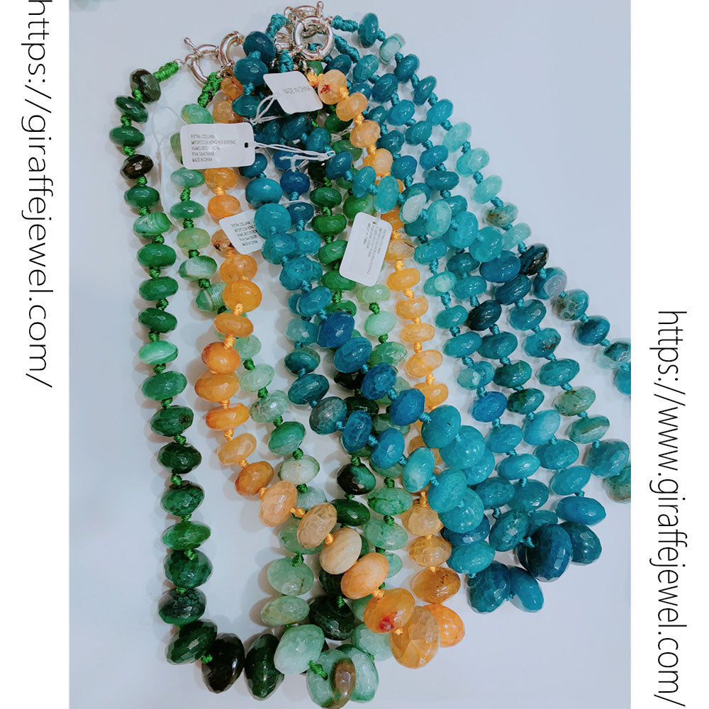 Wholesale Classic Color Agate Necklace Cut Angle Abacus Beads Women Jewelry Charm Necklace