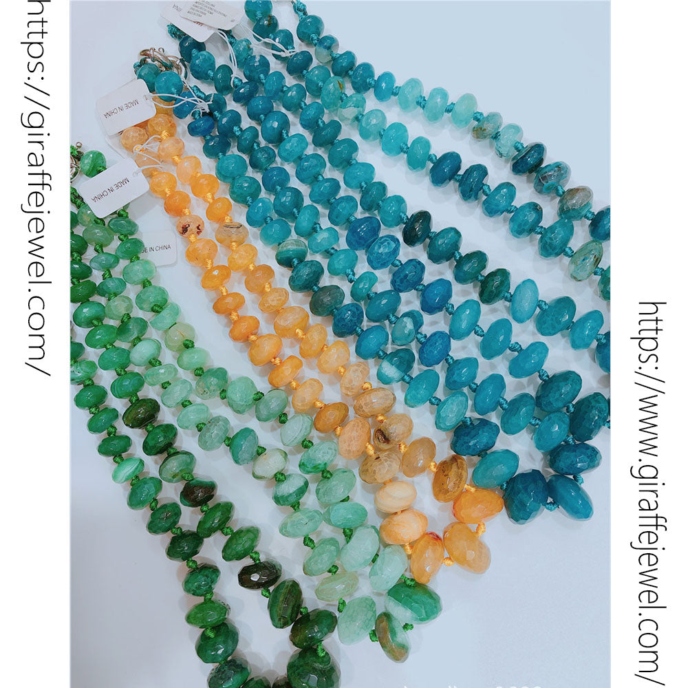 Wholesale Classic Color Agate Necklace Cut Angle Abacus Beads Women Jewelry Charm Necklace