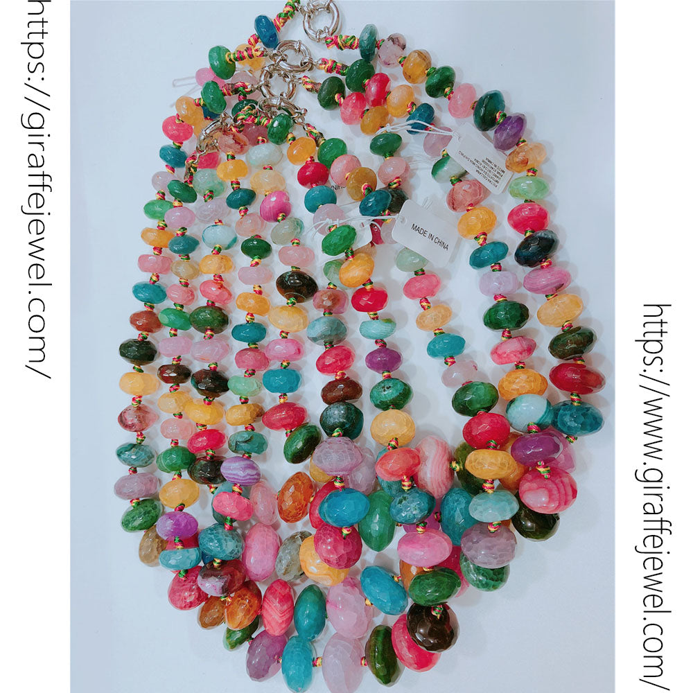 Wholesale Classic Color Agate Necklace Cut Angle Abacus Beads Women Jewelry Charm Necklace