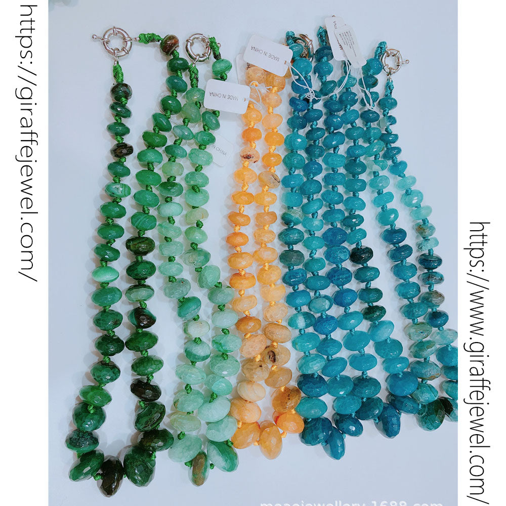 Wholesale Classic Color Agate Necklace Cut Angle Abacus Beads Women Jewelry Charm Necklace