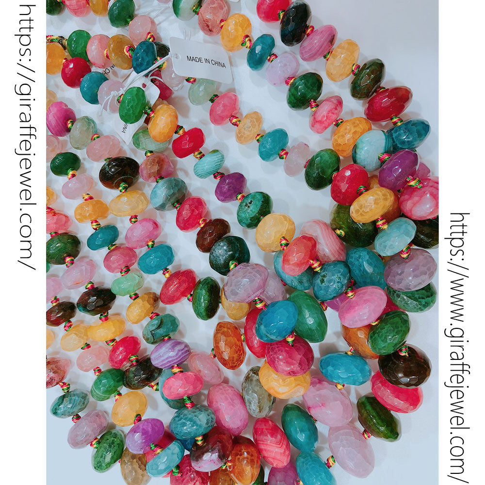 Wholesale Classic Color Agate Necklace Cut Angle Abacus Beads Women Jewelry Charm Necklace