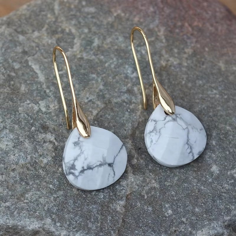 GIRAFFE Lightweight Gemstone Teardrop Dangling Earrings Crystal Jewelry Hypoallergenic Gold Plated Bezel Earrings for Women