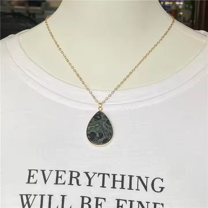 Natural Stone Oval Water Drop Crystal Pendant Necklace Diy Gem Jewelry Earrings Making