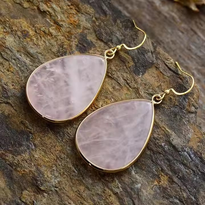 Natural Stone Oval Water Drop Crystal Pendant Necklace Diy Gem Jewelry Earrings Making