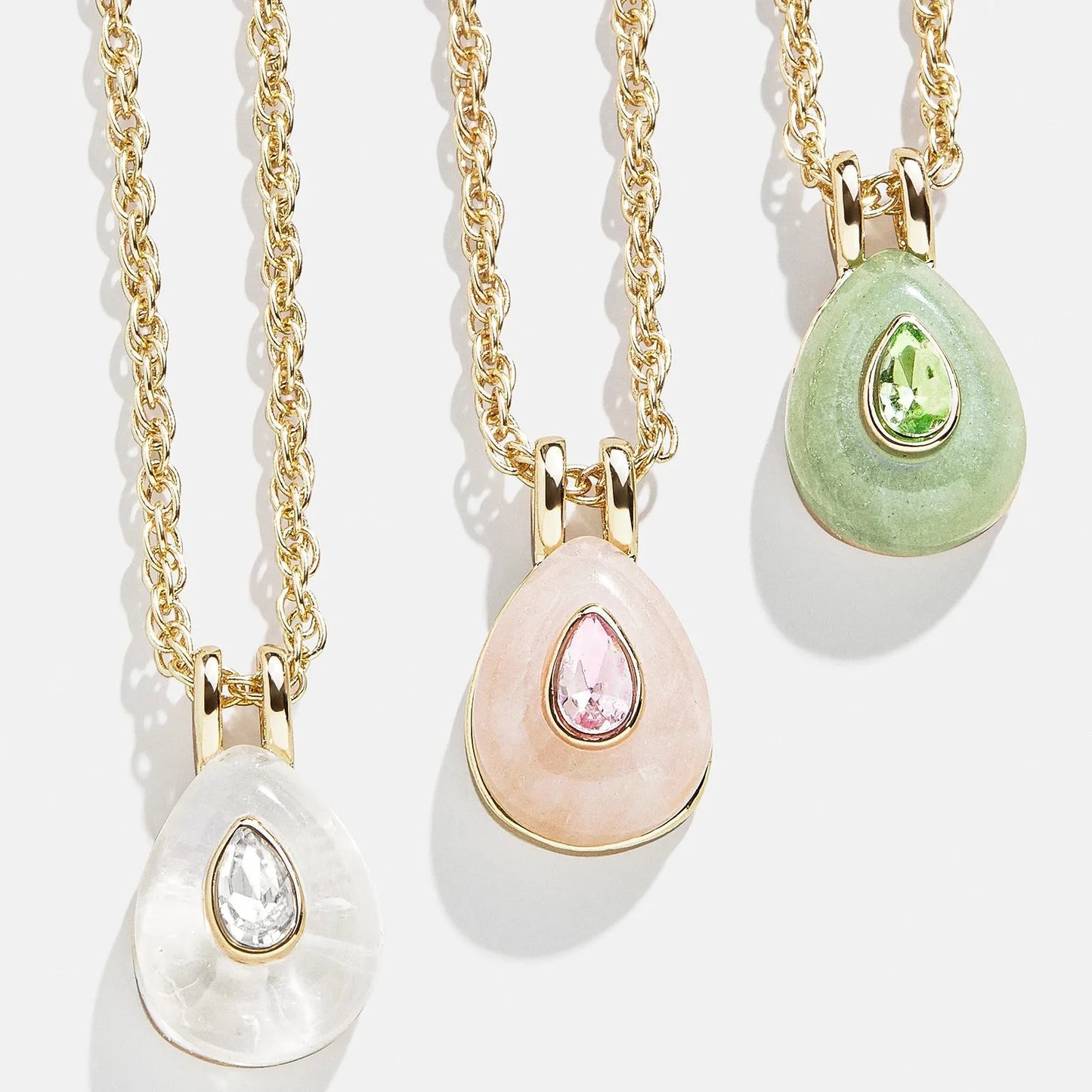 12 Birthstone Necklace Natural Stone Waterdrop Pendant Zircon-encrusted Friendship Christmas Gifts Jewelry