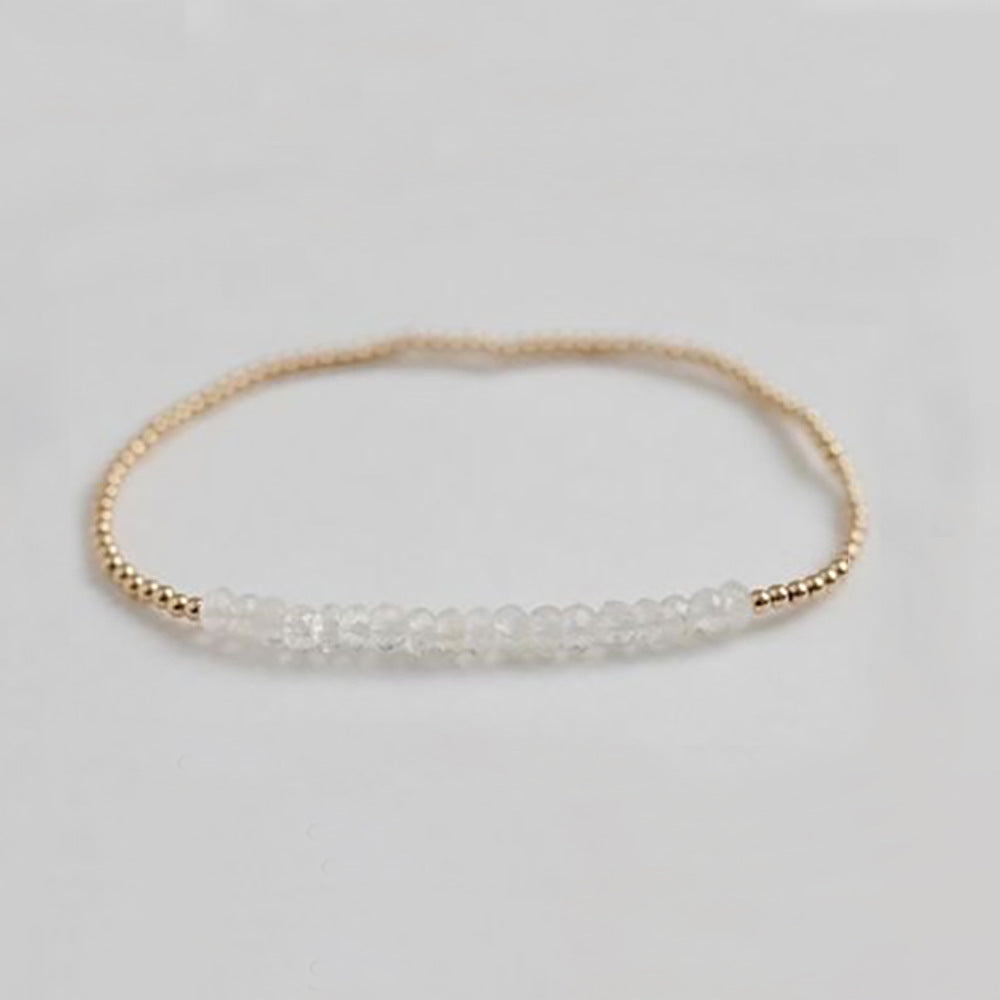 18k Brass Bead Elastic Bracelet Customized with Personalized Healing Birthstone 3mm
