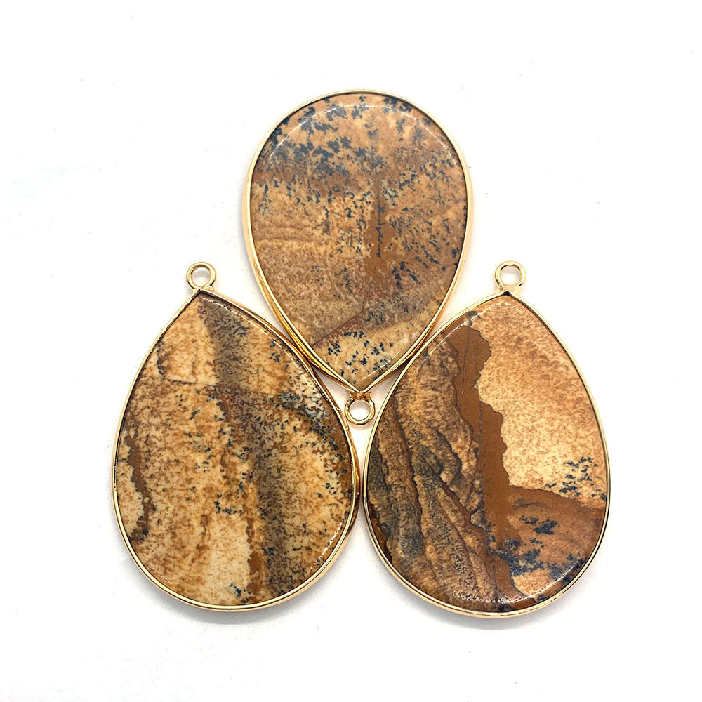 Natural Stone Oval Water Drop Crystal Pendant Necklace Diy Gem Jewelry Earrings Making