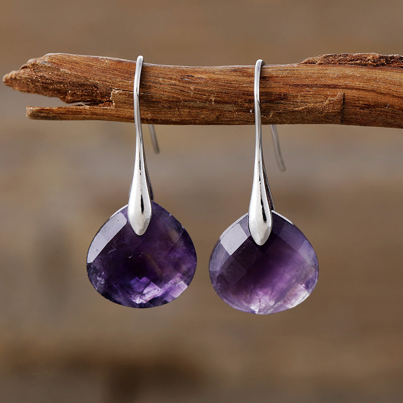 GIRAFFE Lightweight Gemstone Teardrop Dangling Earrings Crystal Jewelry Hypoallergenic Gold Plated Bezel Earrings for Women