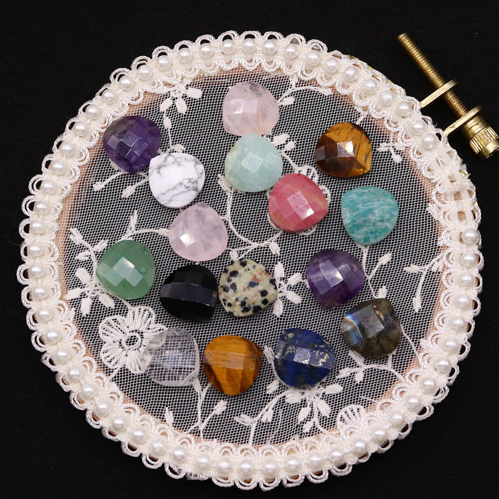 Horizontal Hole Natural Gemstone Cut Face Triangle Water Drop Pendant DIY Jewelry