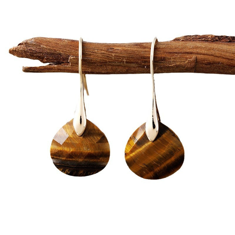 GIRAFFE Lightweight Gemstone Teardrop Dangling Earrings Crystal Jewelry Hypoallergenic Gold Plated Bezel Earrings for Women