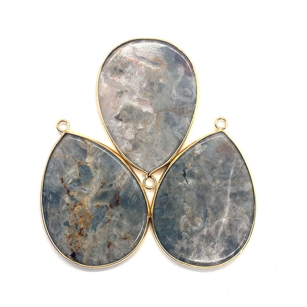 Natural Stone Oval Water Drop Crystal Pendant Necklace Diy Gem Jewelry Earrings Making