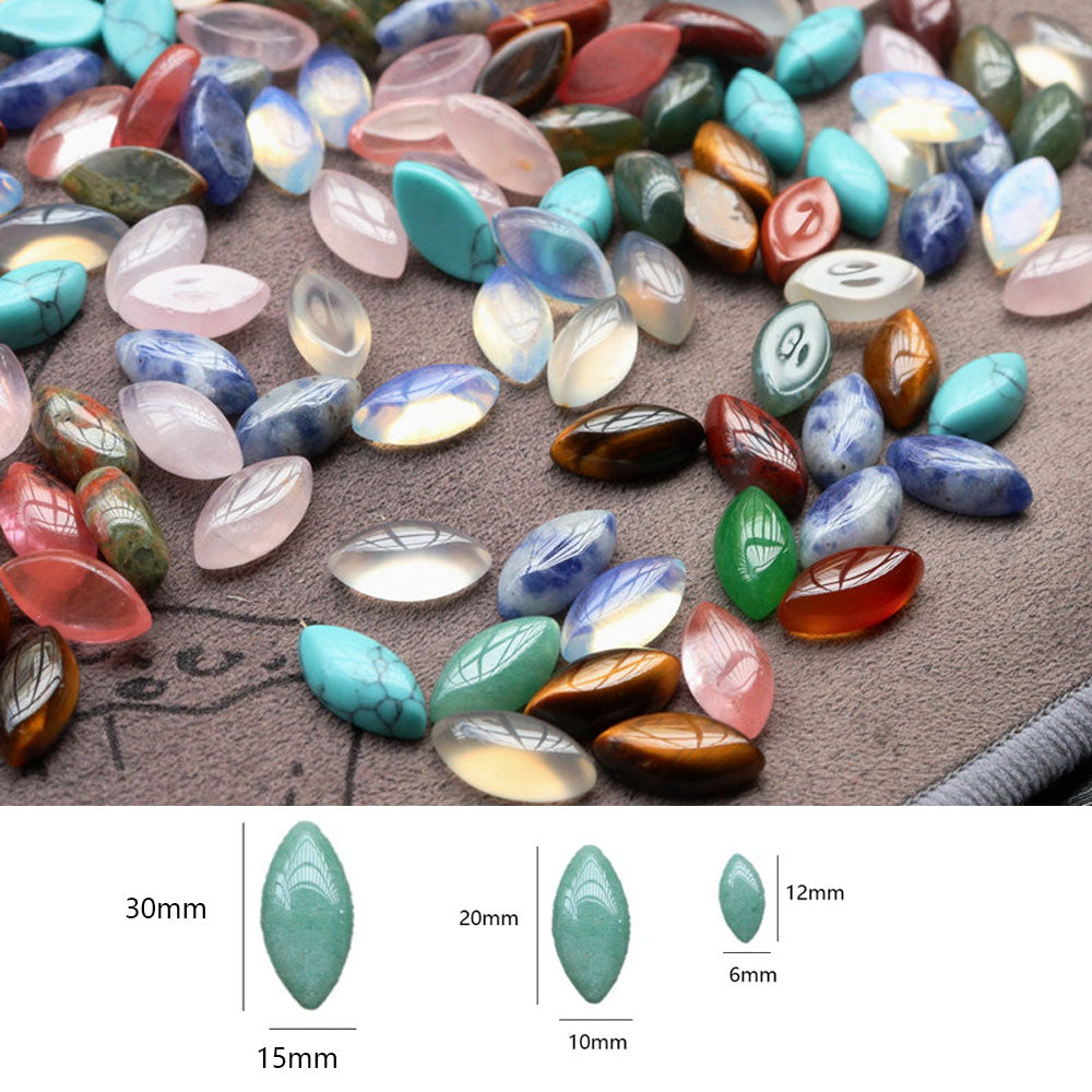 Natural Jade Agate Crystal Horse-eye Shape Cabochons Nude Stone Ring patch DIY Handmade Necklace Pendant Accessories