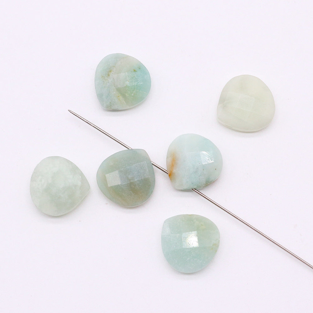 Horizontal Hole Natural Gemstone Cut Face Triangle Water Drop Pendant DIY Jewelry