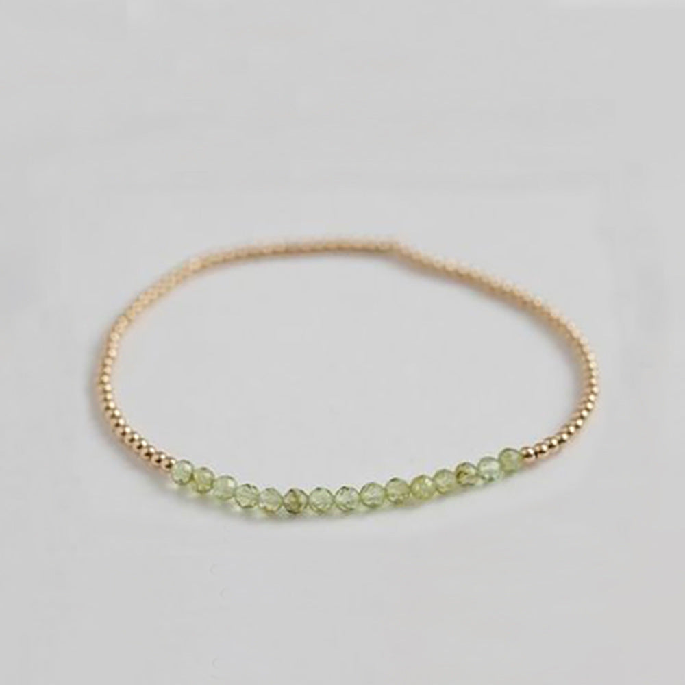 18k Brass Bead Elastic Bracelet Customized with Personalized Healing Birthstone 3mm