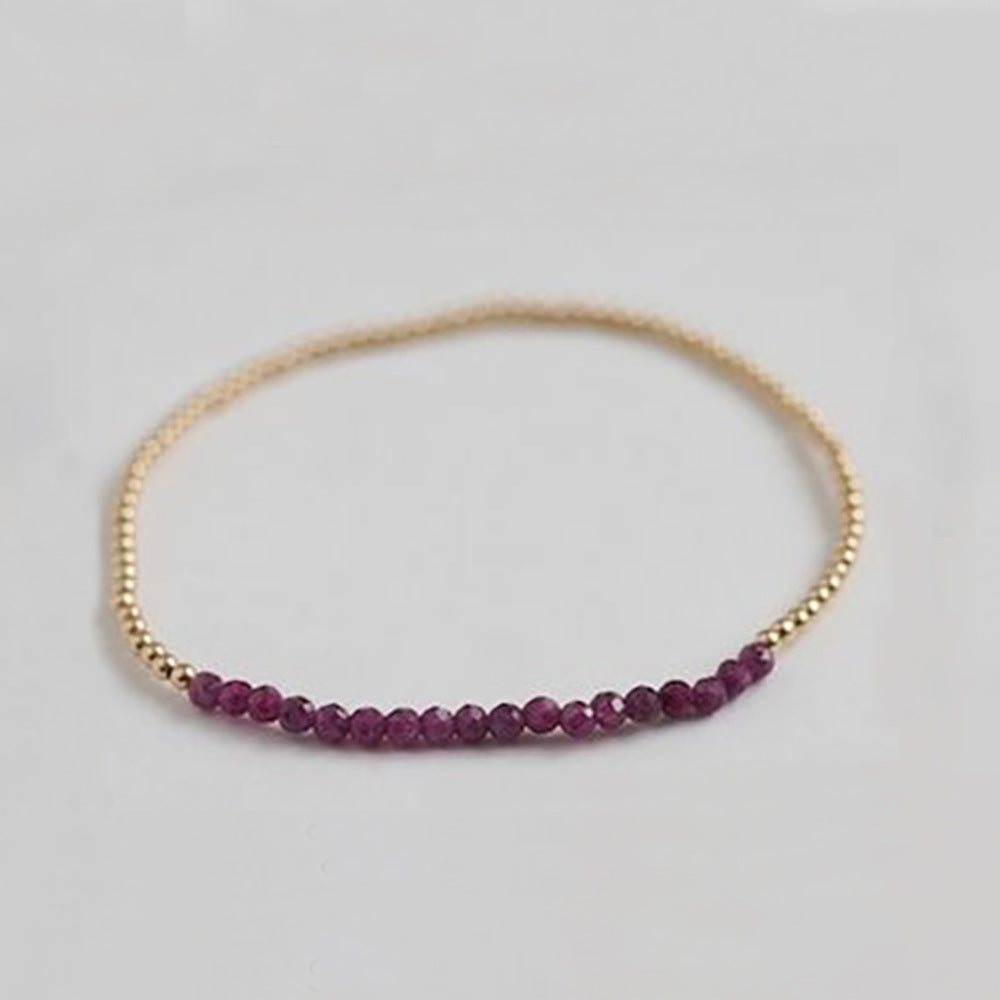 18k Brass Bead Elastic Bracelet Customized with Personalized Healing Birthstone 3mm
