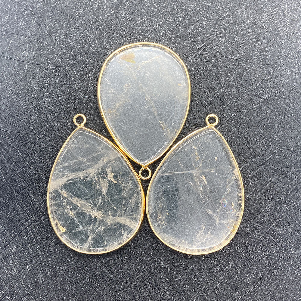 Natural Stone Oval Water Drop Crystal Pendant Necklace Diy Gem Jewelry Earrings Making