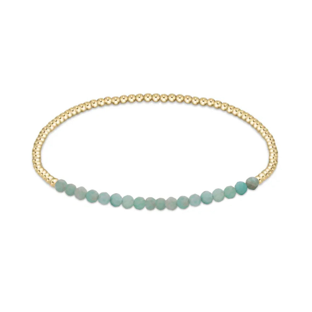 18k Brass Bead Elastic Bracelet Customized with Personalized Healing Birthstone 3mm
