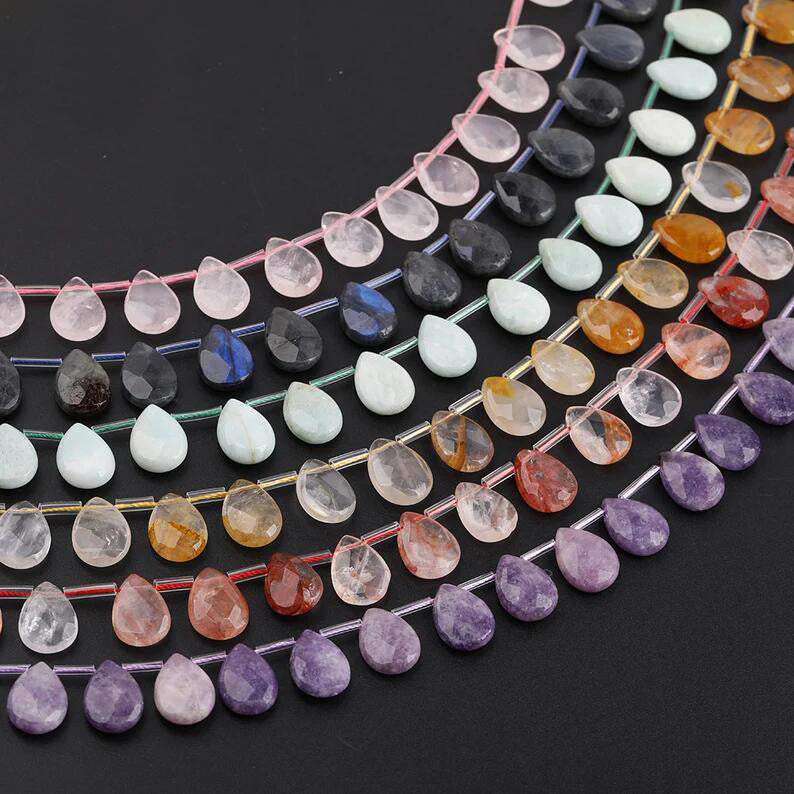 Wholesale 1 item32pieces 9X6MM Natural Faceted Pear shape Gemstone Beads DIY Jewelry