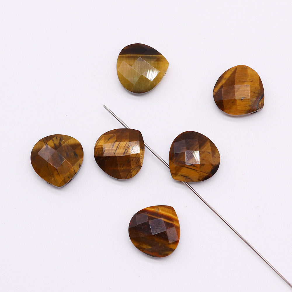 Horizontal Hole Natural Gemstone Cut Face Triangle Water Drop Pendant DIY Jewelry