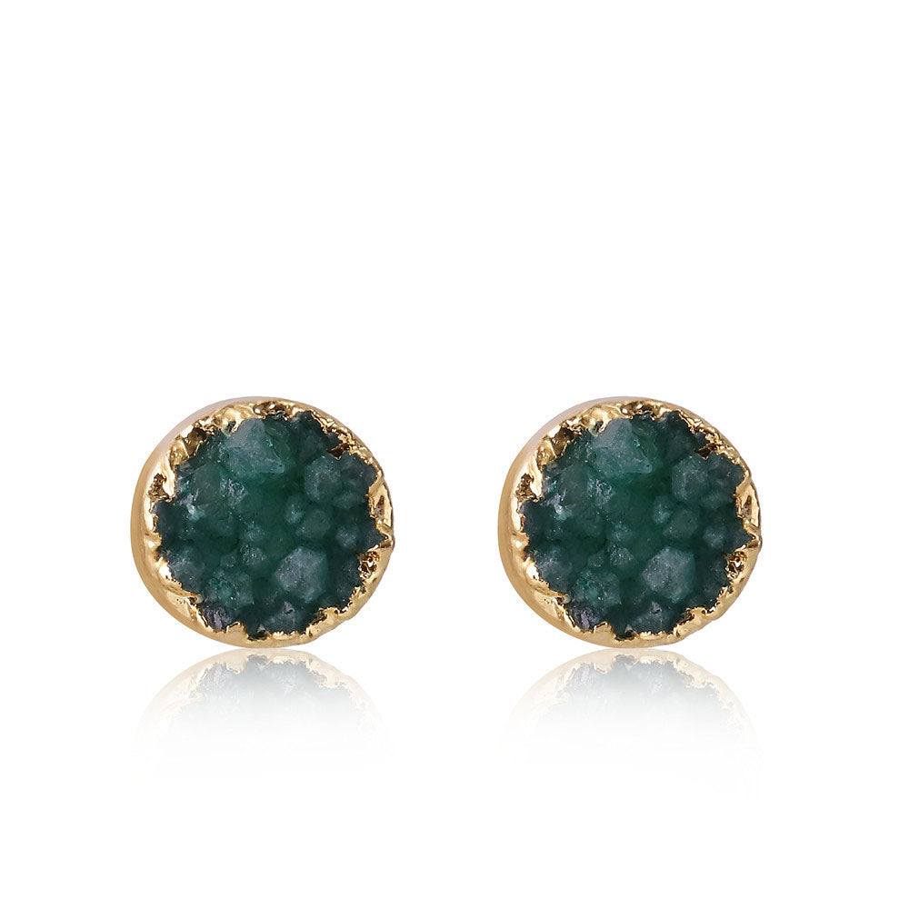 Natural Gemstone Earrings Crystal Bud Handmade Brass Crystal Earrings