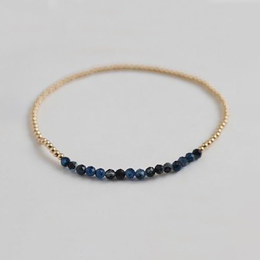 18k Brass Bead Elastic Bracelet Customized with Personalized Healing Birthstone 3mm