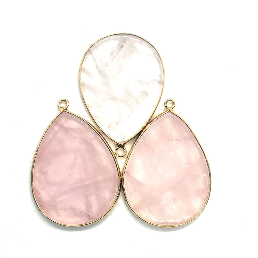 Natural Stone Oval Water Drop Crystal Pendant Necklace Diy Gem Jewelry Earrings Making