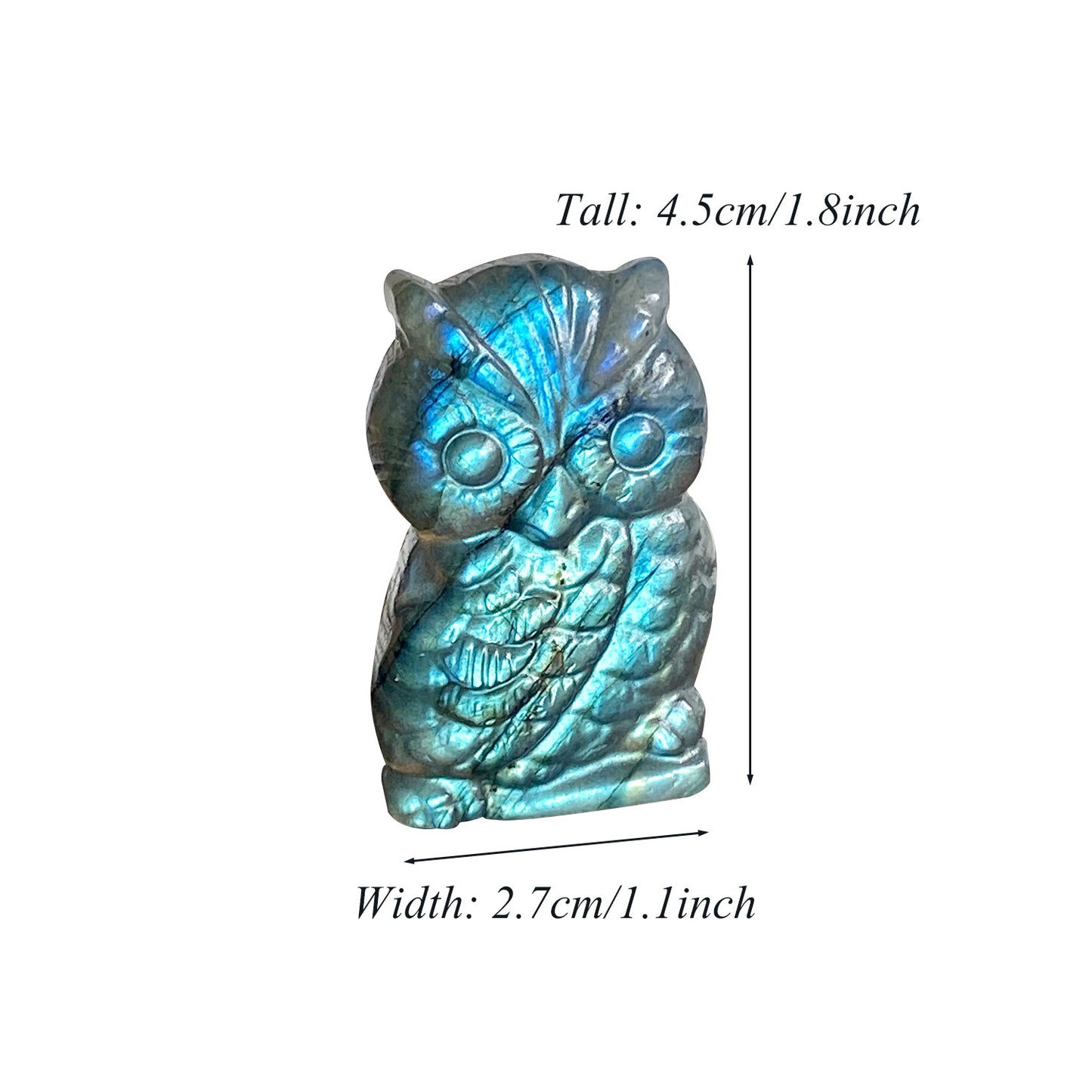 Genuine Natural Rainbow Flash Labradorite Cute Owl Carved