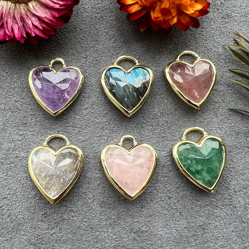 Beautiful Gemstone Amethyst Pendant Gemstone Heart Pendant for Necklace Making