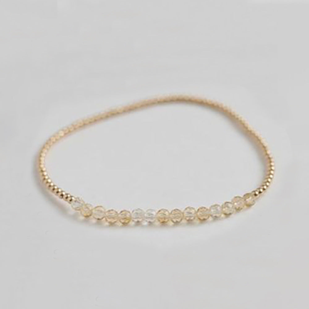 18k Brass Bead Elastic Bracelet Customized with Personalized Healing Birthstone 3mm