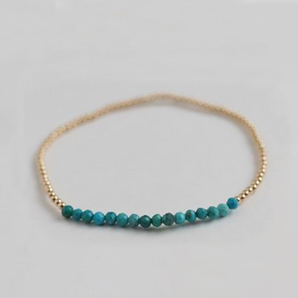 18k Brass Bead Elastic Bracelet Customized with Personalized Healing Birthstone 3mm