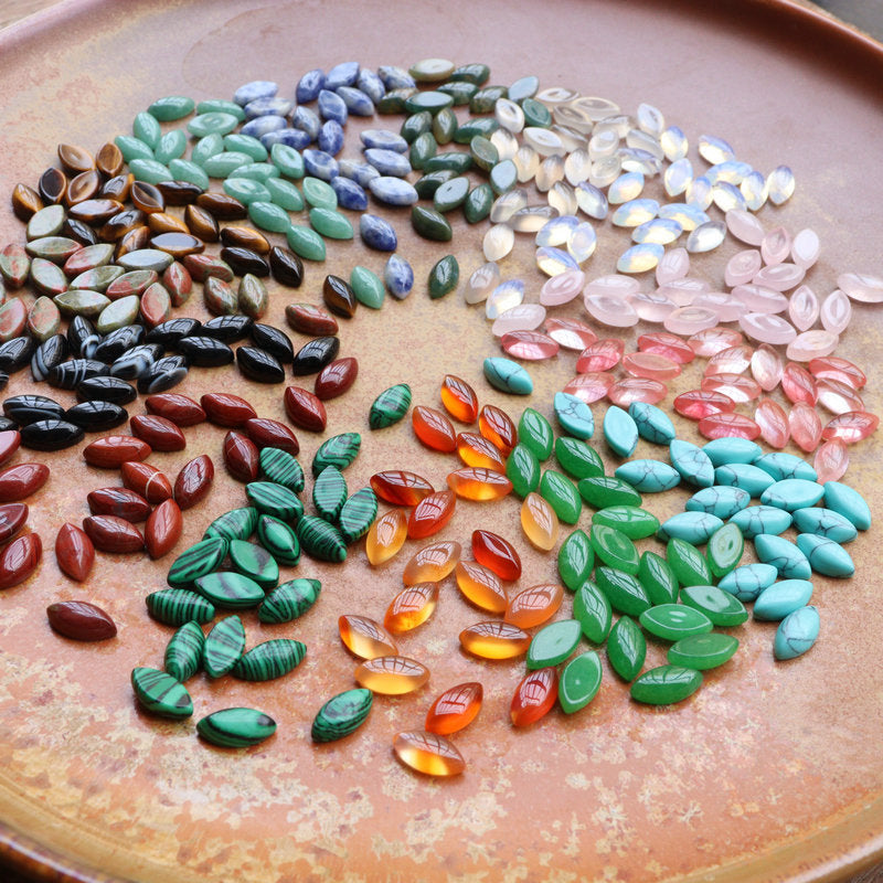 Natural Jade Agate Crystal Horse-eye Shape Cabochons Nude Stone Ring patch DIY Handmade Necklace Pendant Accessories