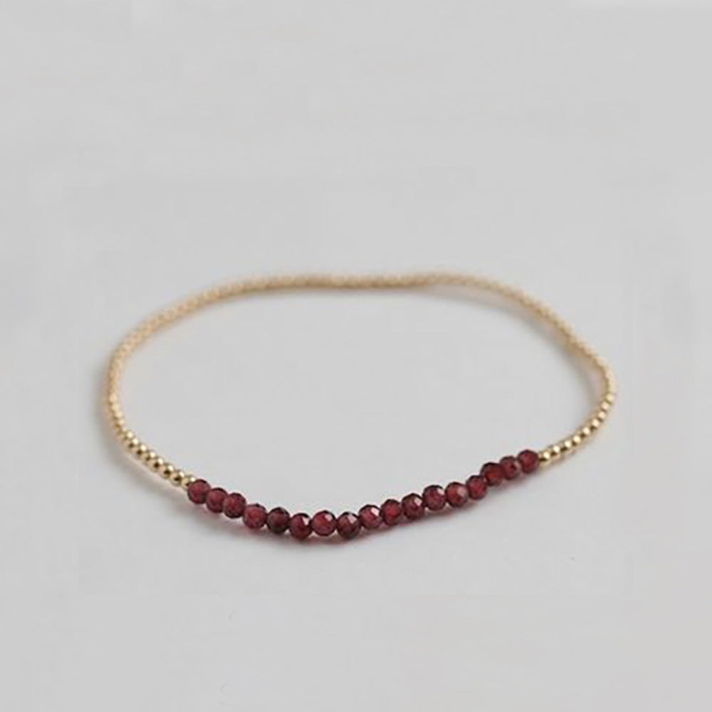 18k Brass Bead Elastic Bracelet Customized with Personalized Healing Birthstone 3mm