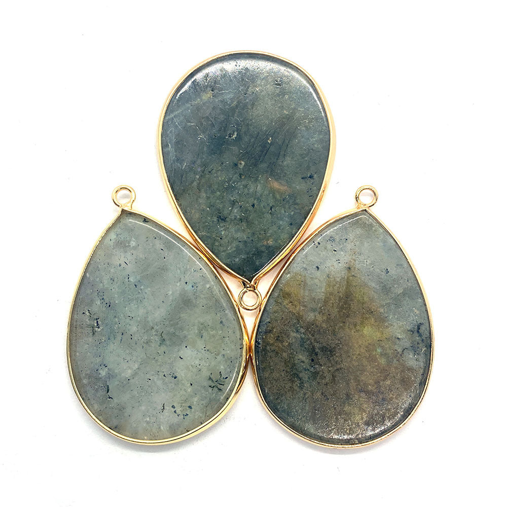 Natural Stone Oval Water Drop Crystal Pendant Necklace Diy Gem Jewelry Earrings Making