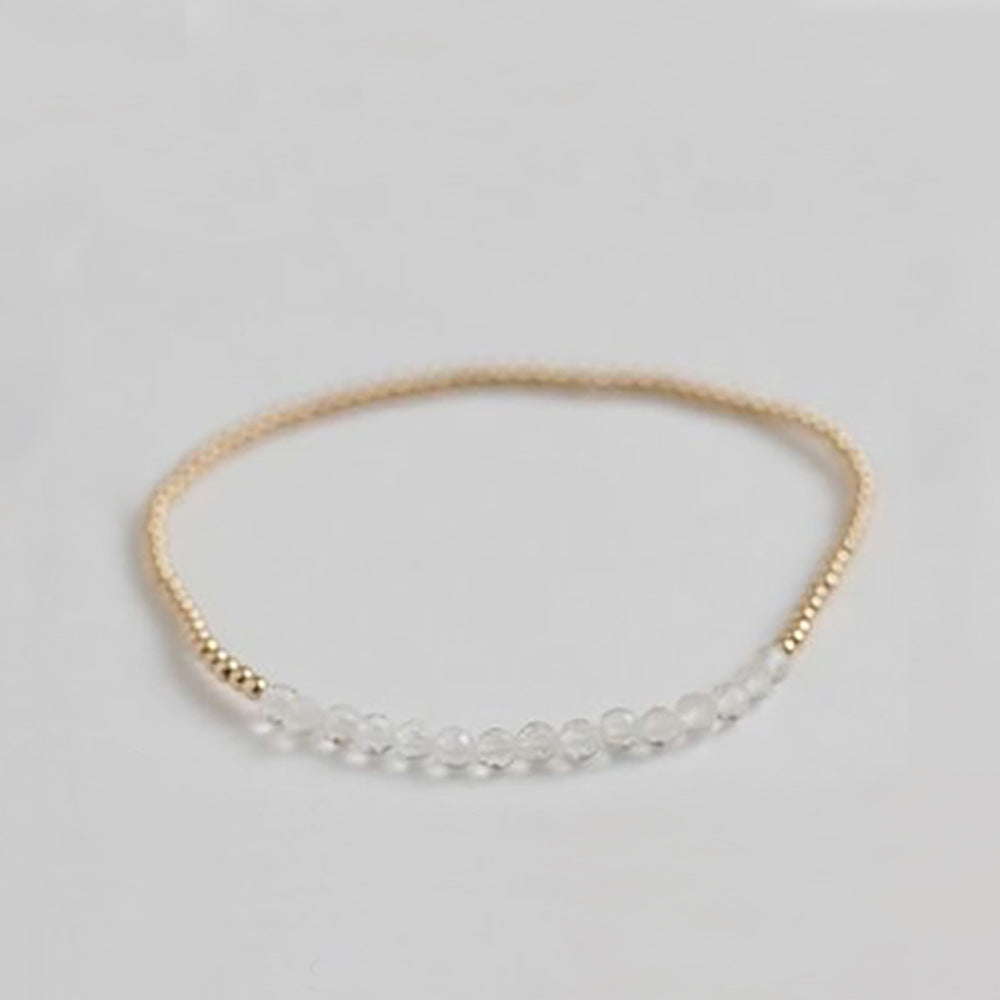 18k Brass Bead Elastic Bracelet Customized with Personalized Healing Birthstone 3mm